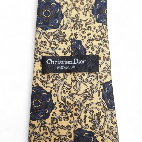 Christian Dior Monsieur Vintage Swirling Vine Medallions Classic Designer Tie OS - Picture 3 of 6